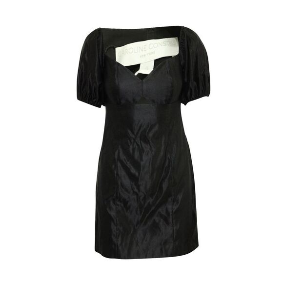 Caroline Constas Off Shoulder Dress with Cut Out in Black Cotton